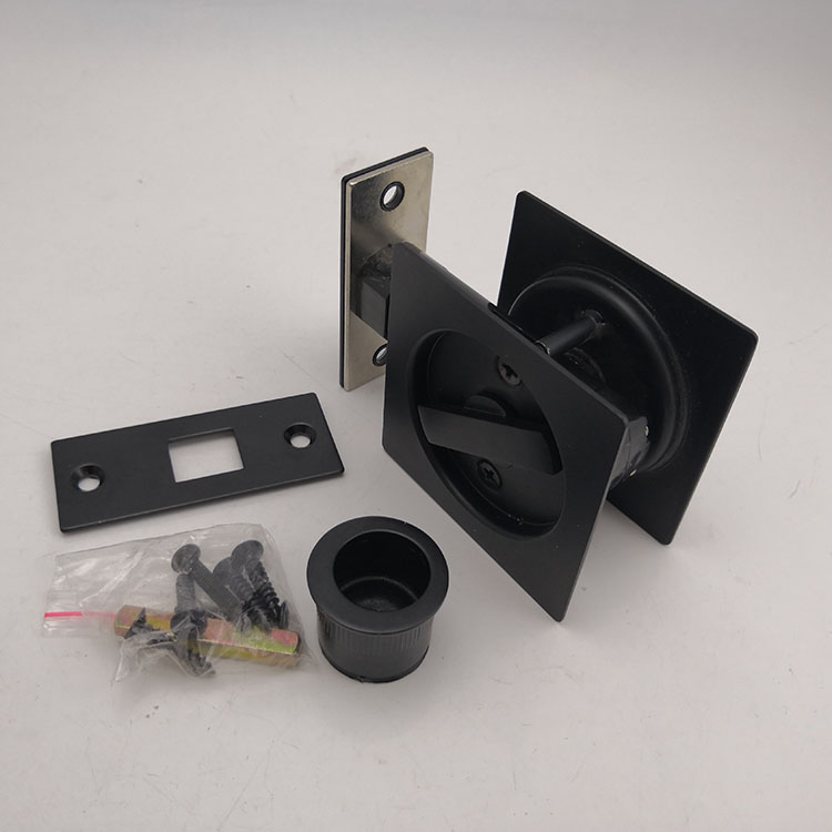 Cerradura para puerta corrediza negra de acero inoxidable 304 cuadrada