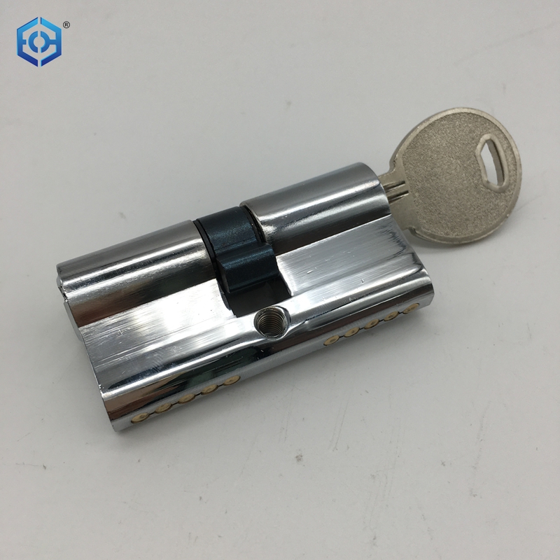Cilindro de cerradura de puerta de latón cromado satinado con cilindro maestro y llave maestra