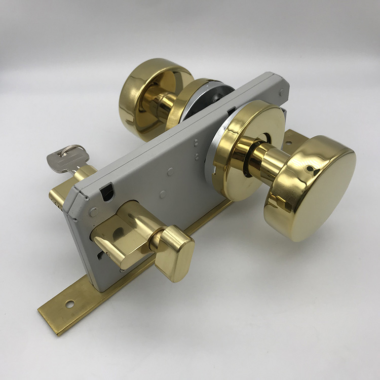 Juego de cerradura de pomo de puerta de acero inoxidable PVD dorado