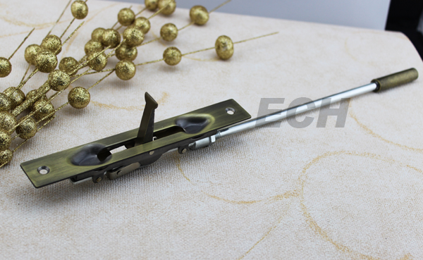 Perno de puerta enrasado vertical de latón para puerta de madera doble