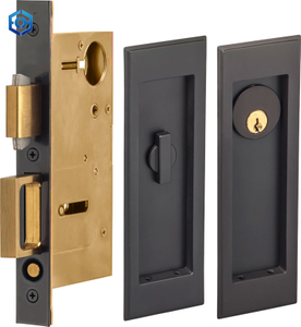 Juego de cerradura de privacidad para puerta de bolsillo precisa con tiradores de descarga rectangulares