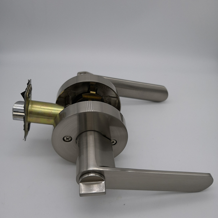 Cerradura de puerta de palanca tubular negra y de seguridad en níquel