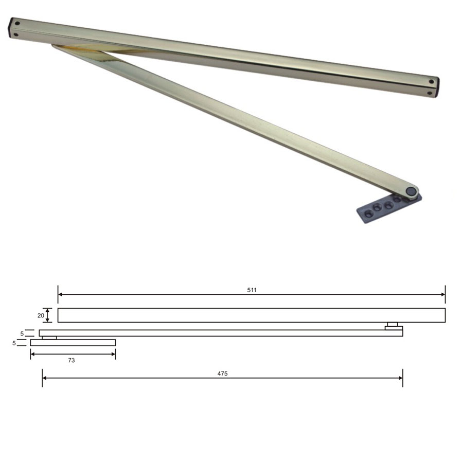 Selector de puerta con doble reborde de brazo enrollable - Acero