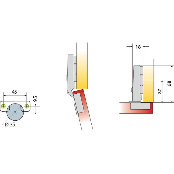 Bisagra de cierre suave Bisagra para muebles ocultos Clip para gabinete