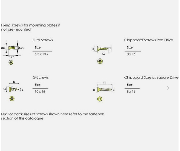 Bisagras de gabinete Placa de montaje con clip Tornillo de 0 mm