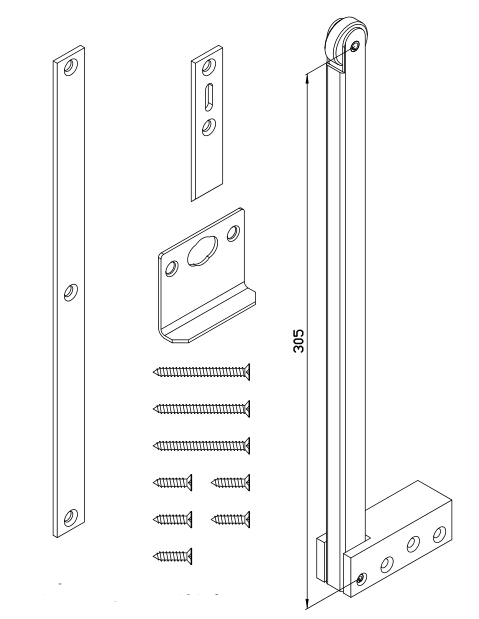 Selector de puerta con doble reborde de brazo giratorio - Acero