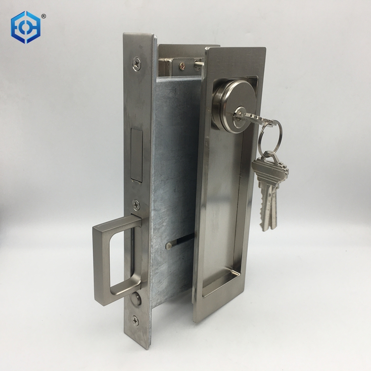 Cerradura de puerta de bolsillo con llave de embutir de aleación de zinc rectangular moderna