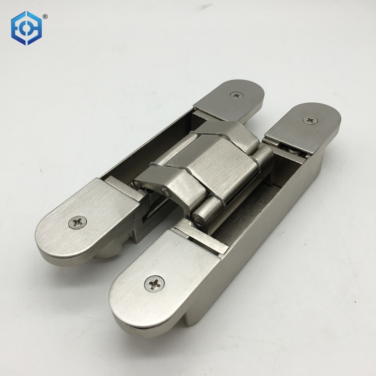 Bisagra oculta ajustable 3D para puerta con capacidad de carga de 60 kg Bisagra invisible de aleación de zinc Fabricante de bisagras de apertura de 180 grados
