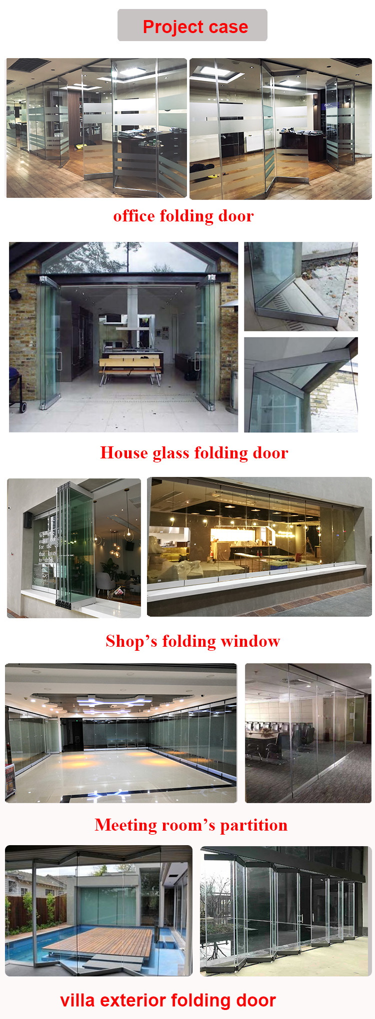 Puerta plegable de aleación de aluminio de vidrio de doble marco  impermeable para balcón - Compre puerta plegable de vidrio, puertas  plegables de vidrio, puertas de vidrio acordeón Producto en EC HARDWARE