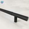 Manijas de tirón de cuero de acero inoxidable negro para puerta de entrada de vidrio