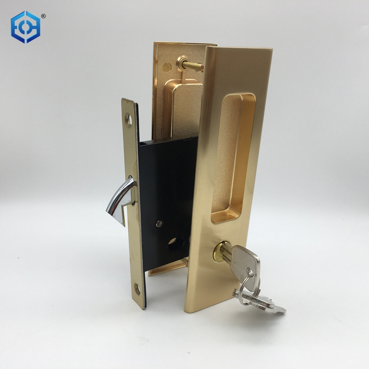 Cerradura de tirador de puerta corredera Interior con manija oculta de madera para habitación antirrobo moderna