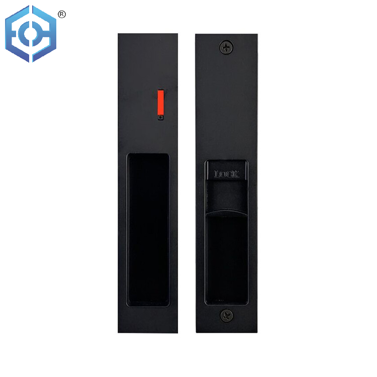 BK Cerradura de puerta corredera con indicador de patio exterior de madera corredera BK de aleación de zinc negro