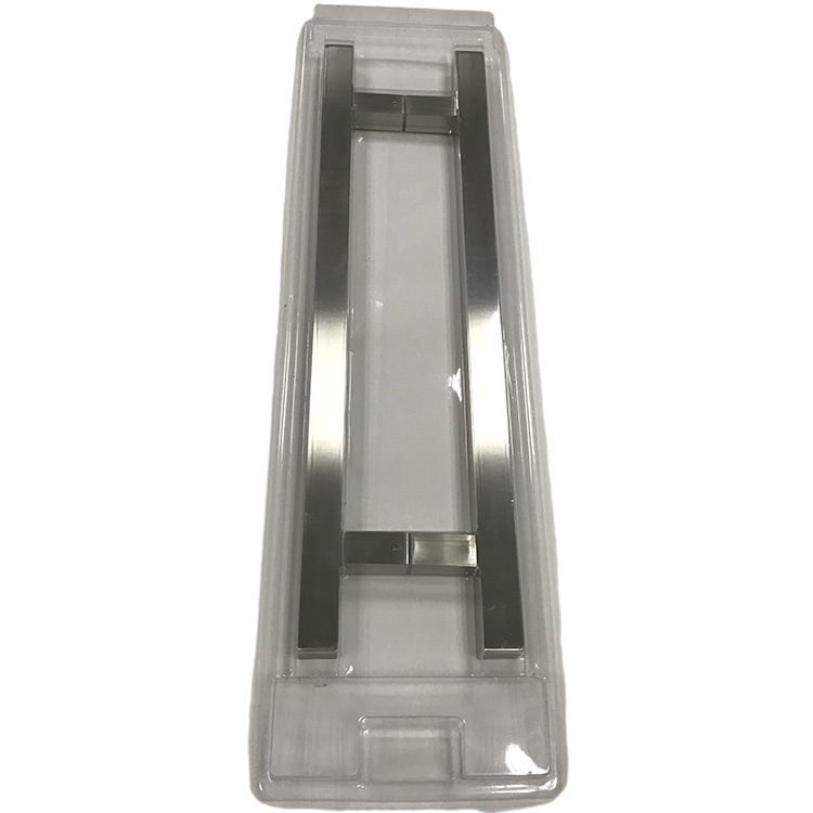 Tirador de vidrio de acero inoxidable negro cuadrado largo para puerta principal de lujo