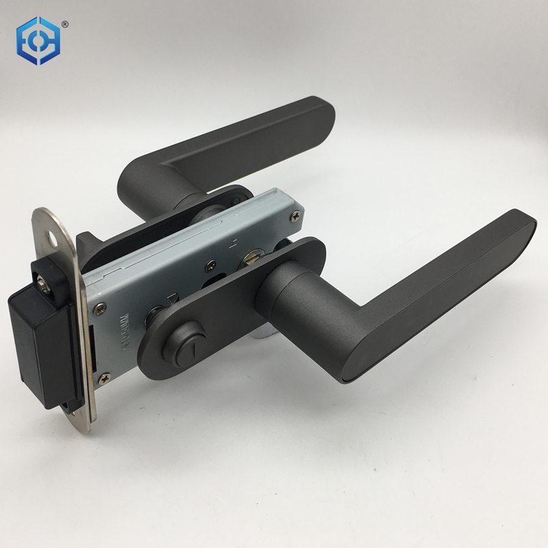 Cerradura de puerta de palanca magnética de baño interior de aleación de zinc negro