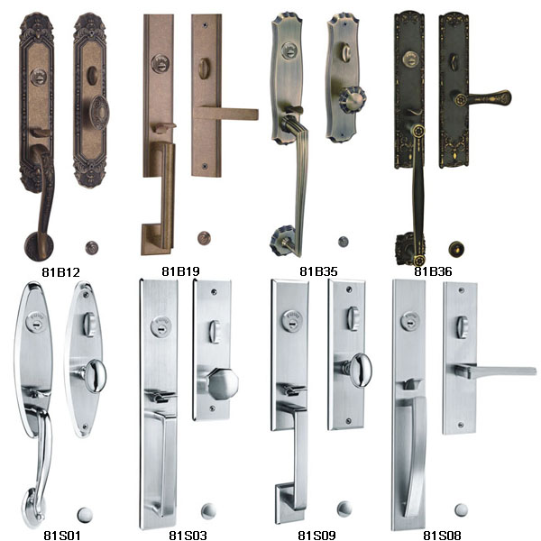 Palancas de puerta de entrada con llave, cromo pulido para puertas  delanteras, manijas cuadradas resistentes para puertas exteriores,  cerraduras de