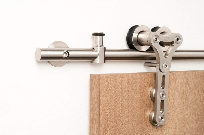 Herrajes para puertas de granero Juego para exteriores de servicio pesado Gabinete rodante Industrial Silencioso Bypass de acero inoxidable Juego doble Herrajes para puertas corredizas de granero